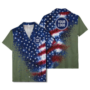 stars & stripes watercolor splash patriotic hawaiian shirt