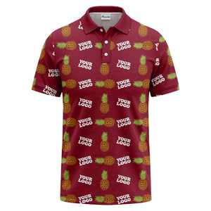 sunflower pineapple repeat custom logo polo shirt for beach days