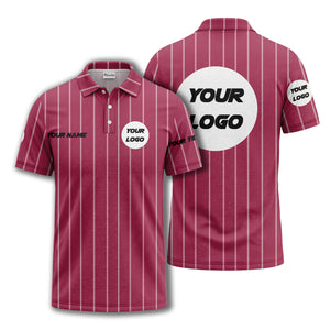 vertical pinstripe custom logo personalized text polo shirt