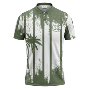 vertical striped palm trees grunge texture polo shirt for men