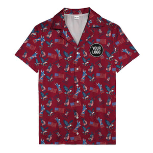 vintage 50s bald eagles & statue of liberty golf hawaiian shirt