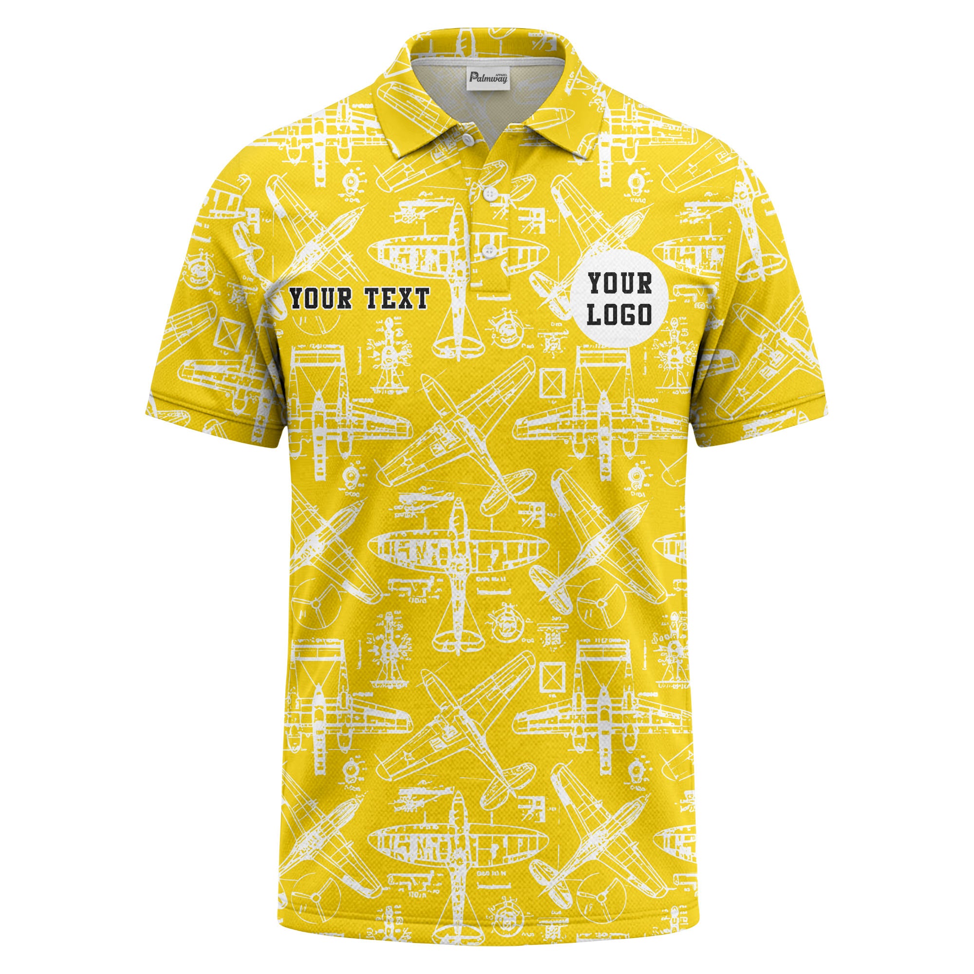 vintage airplane blueprint sketches propeller wings polo shirt for men