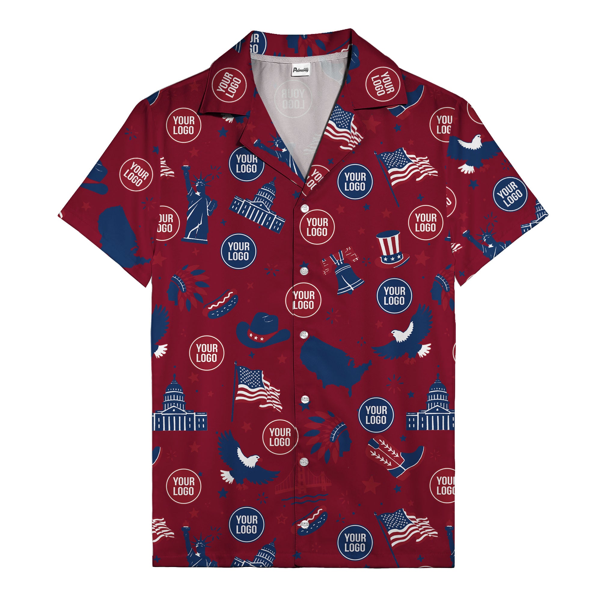 vintage cartoon statue of liberty & eagles patriotic hawaiian shirt