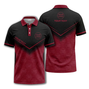 v-shape geometric halftone gradient golf polo shirt for men