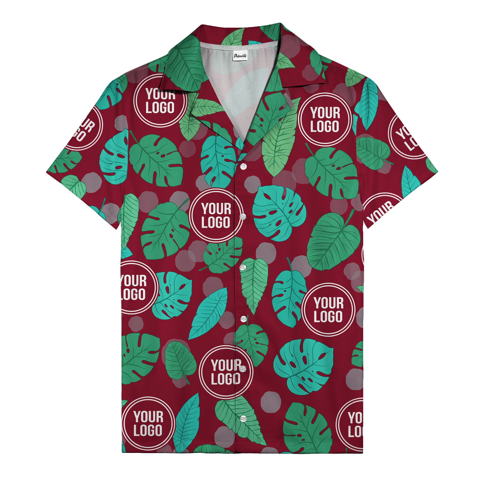 watercolor monstera leaf repeat & signature logo hawaiian shirt