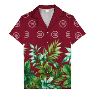 watercolor palm fronds & monogram logo repeat hawaiian shirt