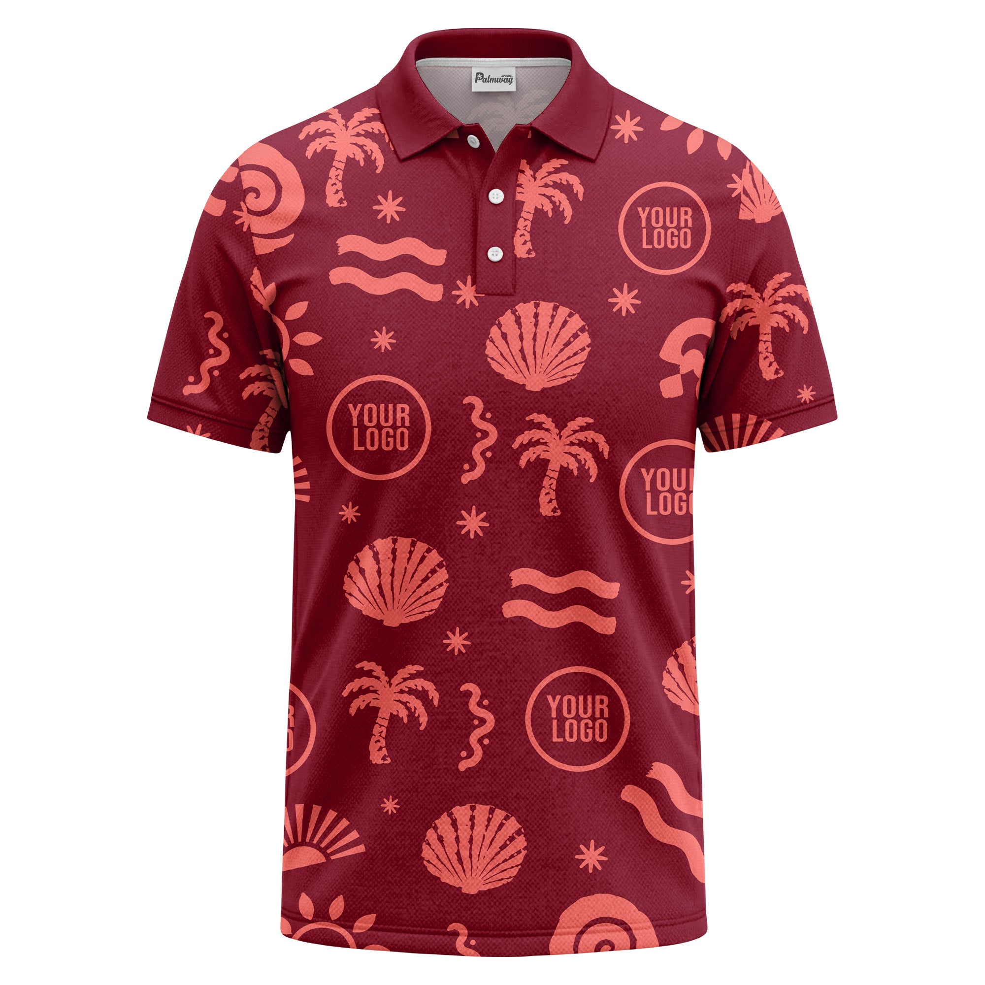 watercolor palm trees seashells waves polo shirt for beach vacation