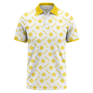 your name & logo repeat pattern all over print custom polo shirt