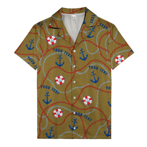 anchors lifebuoys chain link pattern nautical hawaiian shirt