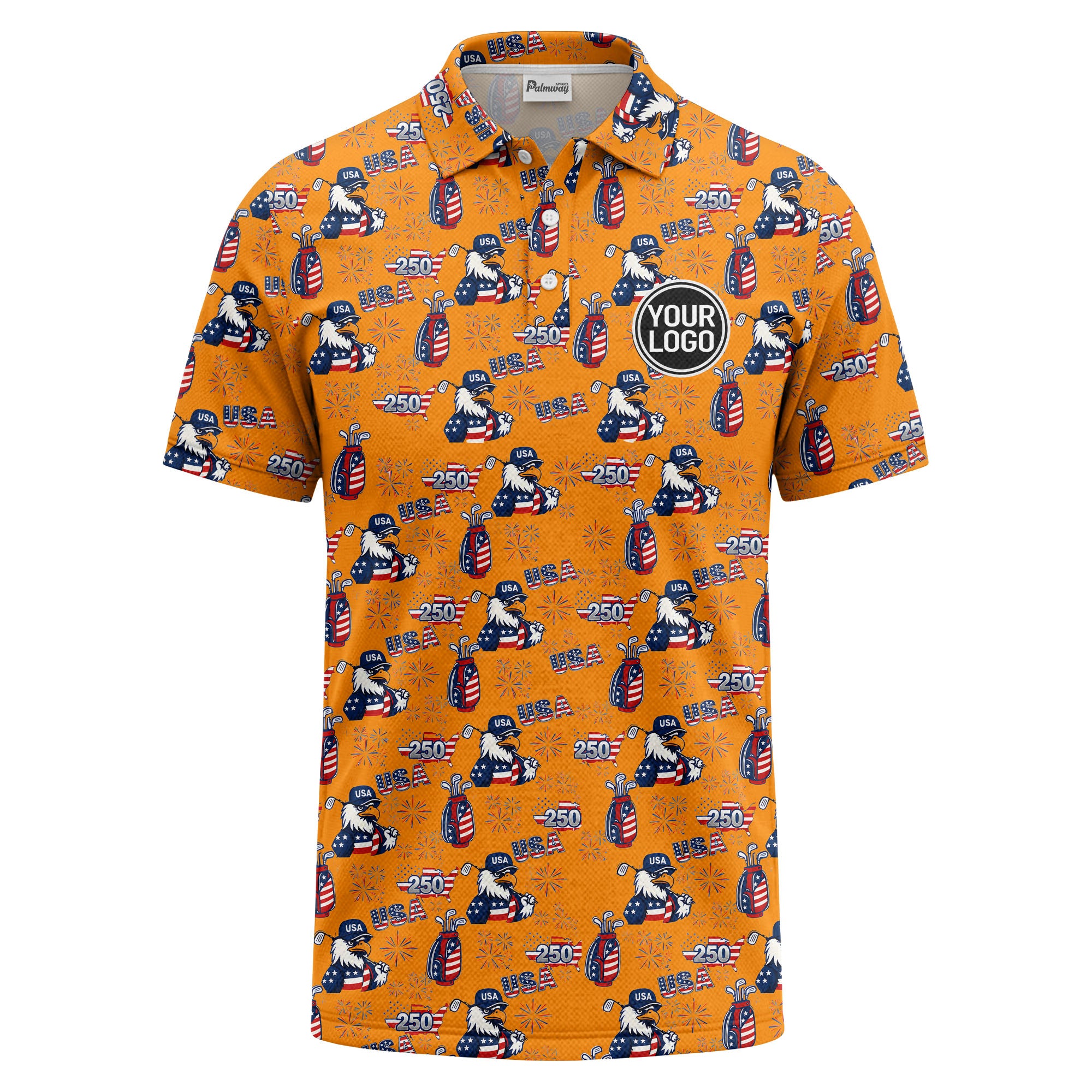 bald eagles golf bags fireworks patriotic polo shirt for men