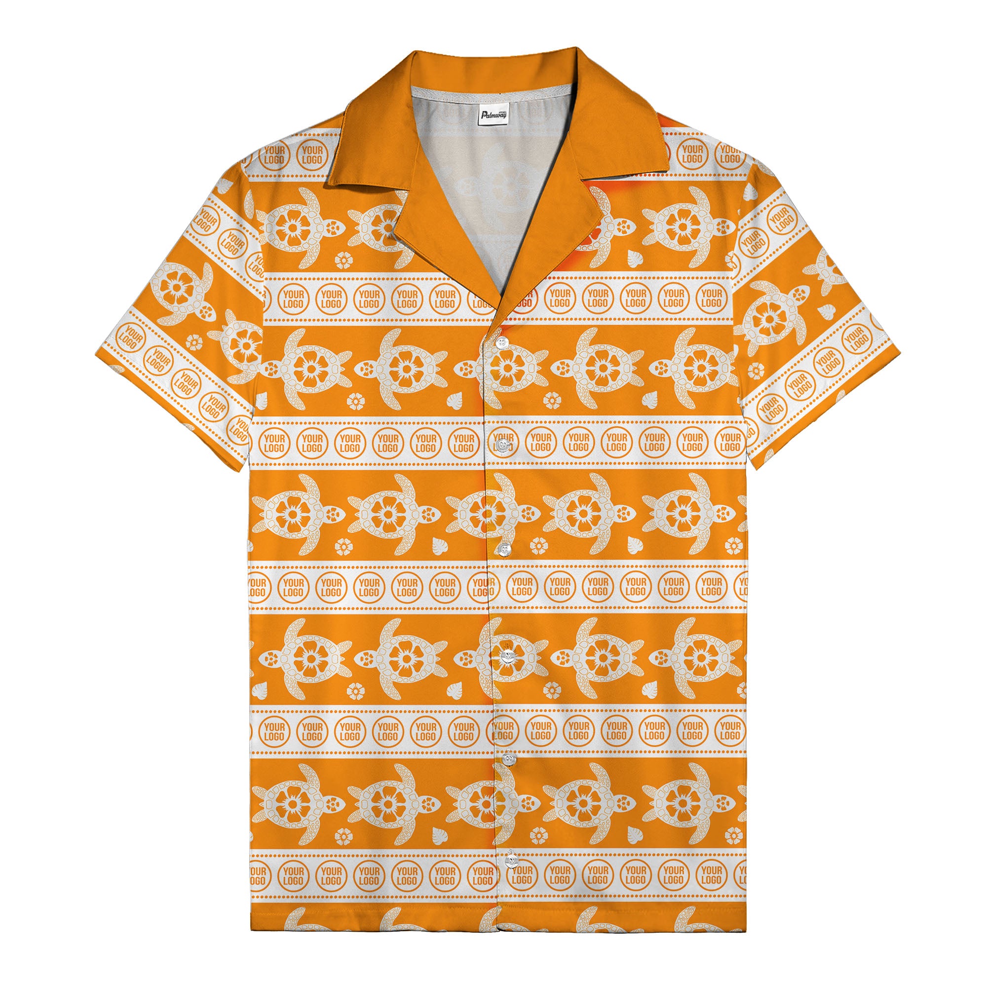 black sea turtles & white floral repeat hawaiian shirt for men