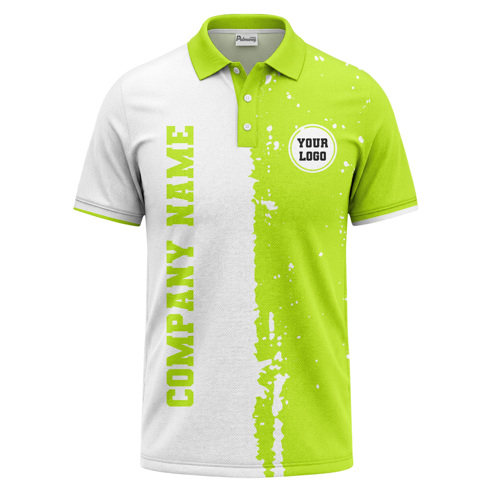 black white paint splatter custom logo corporate polo shirt