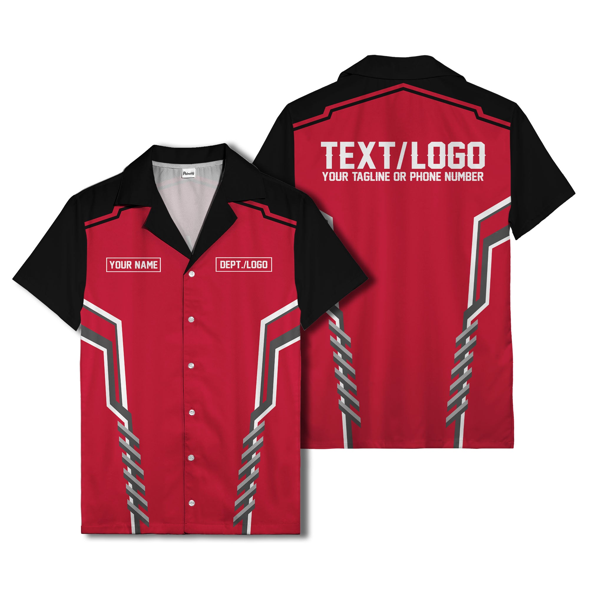 bowling team stripe name box hawaiian shirt for men