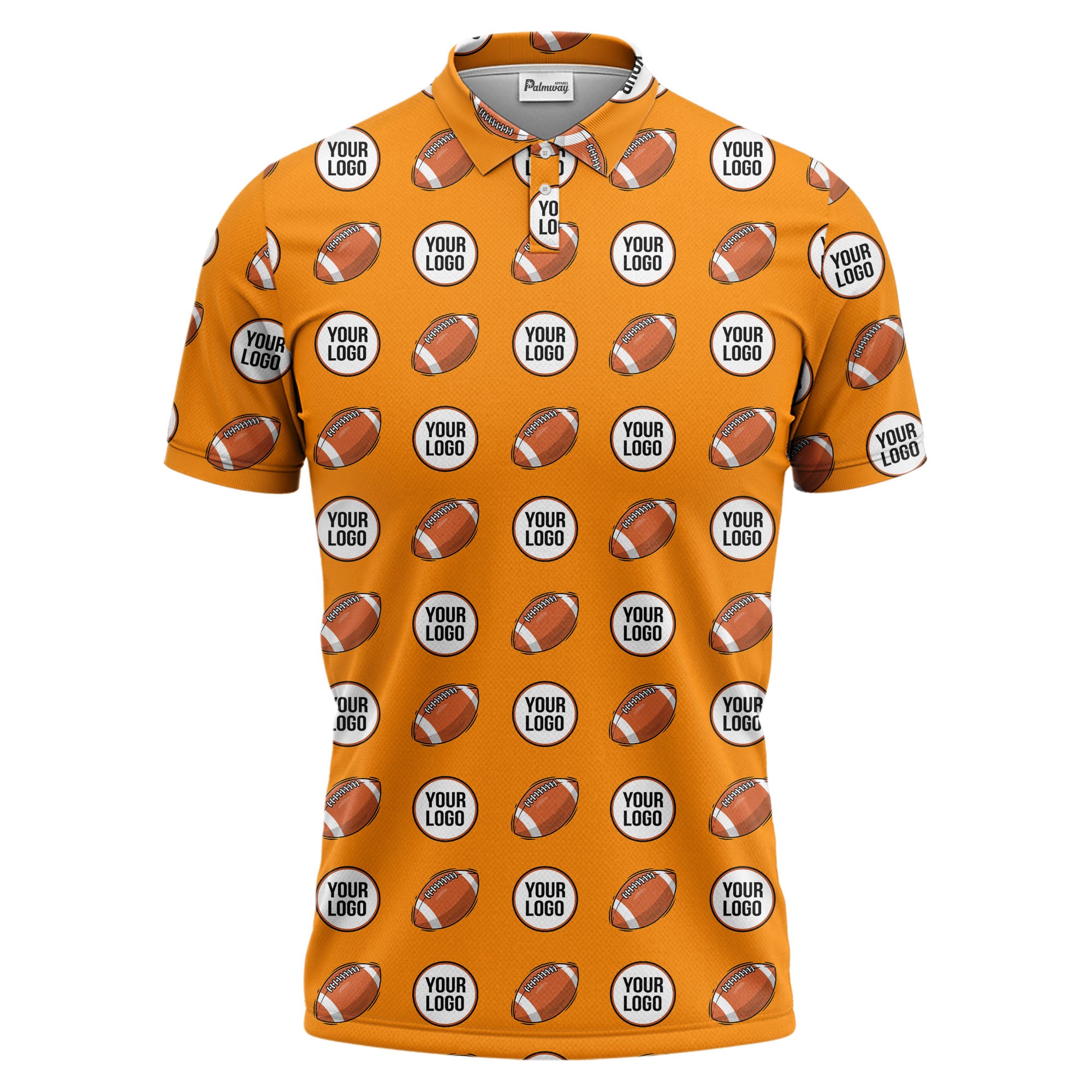 cartoon football logo circle repeat black sports polo shirt for men