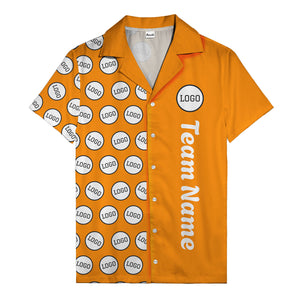 circle logo columns & team name text graphic black white hawaiian shirt