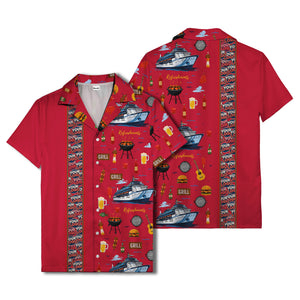 cruise ship grill & refreshments fun cartoon hawaiian shirt for men