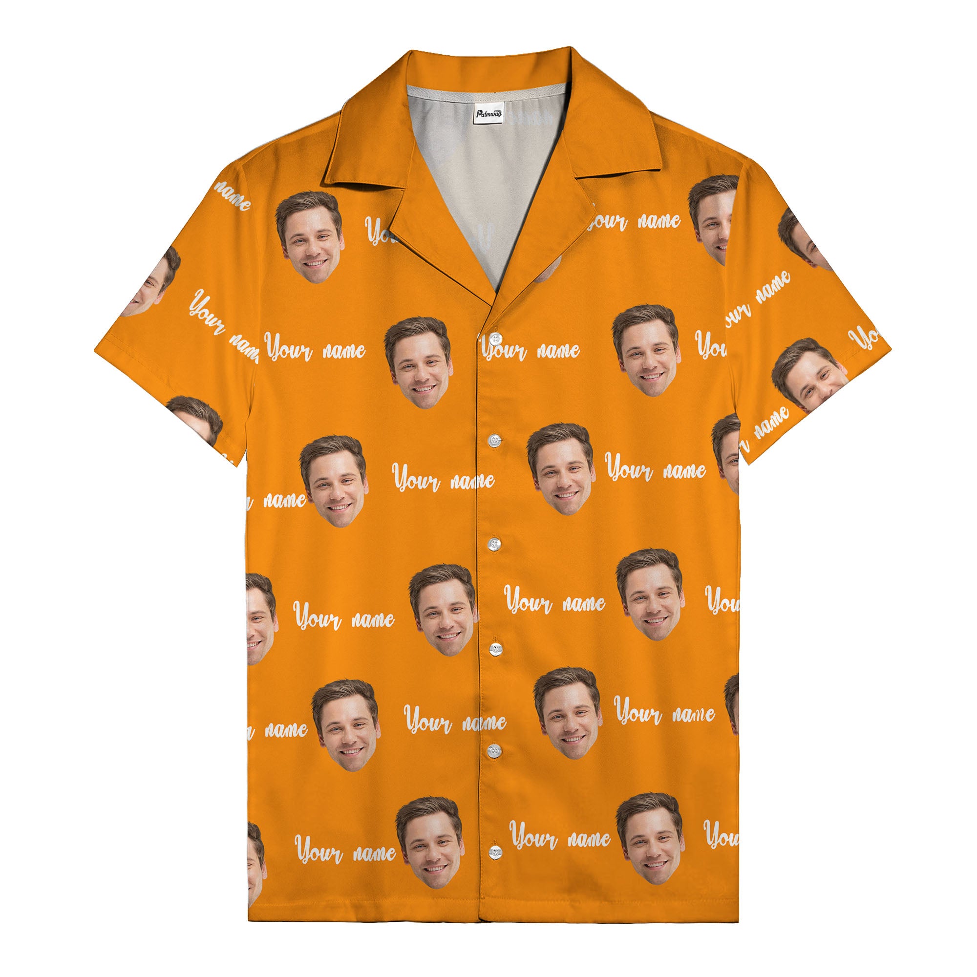 custom face portrait & personalized text repeat hawaiian shirt