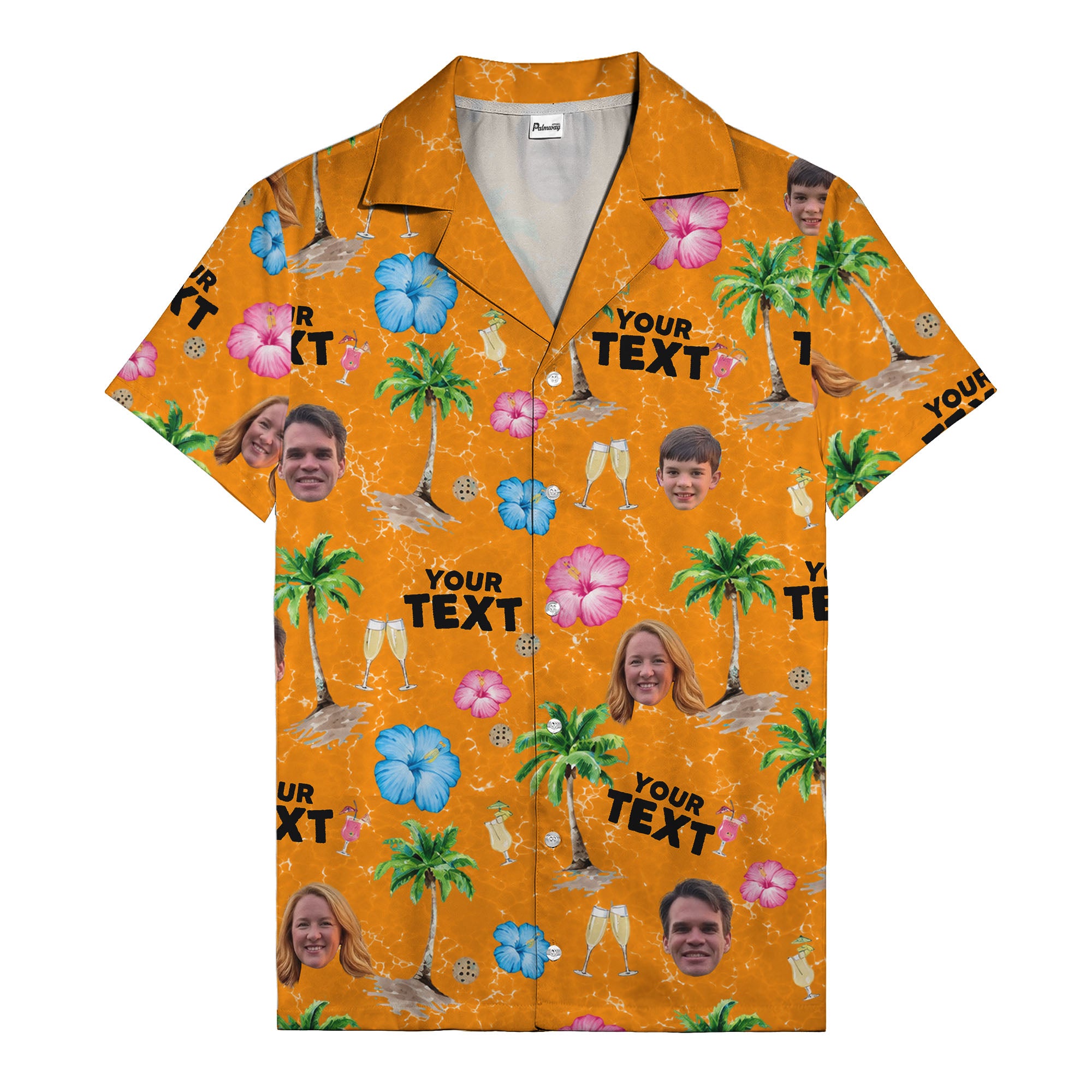 custom faces palm trees hibiscus watercolor hawaiian shirt for men