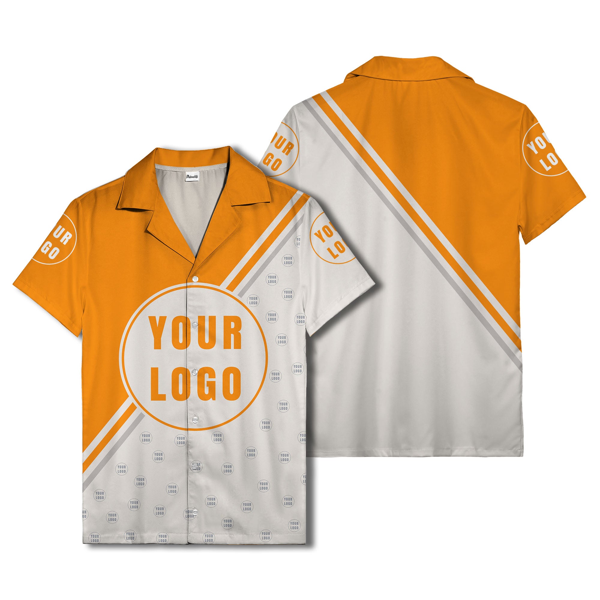 custom logo circles & diagonal stripes minimalist hawaiian shirt for men