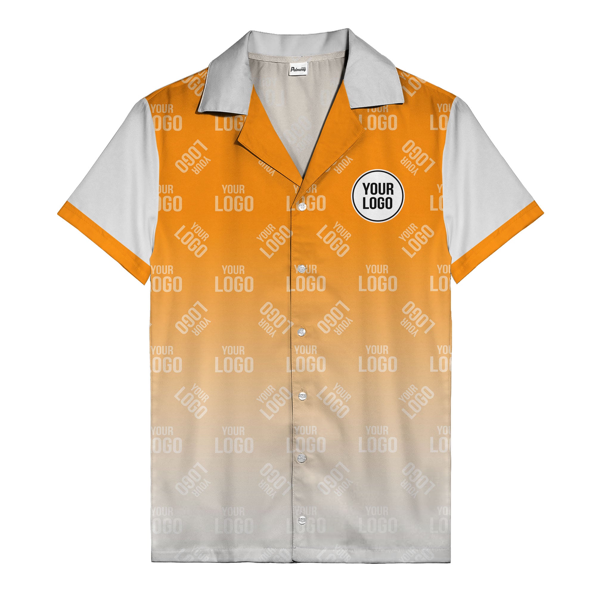 custom logo gradient fade black to white hawaiian shirt