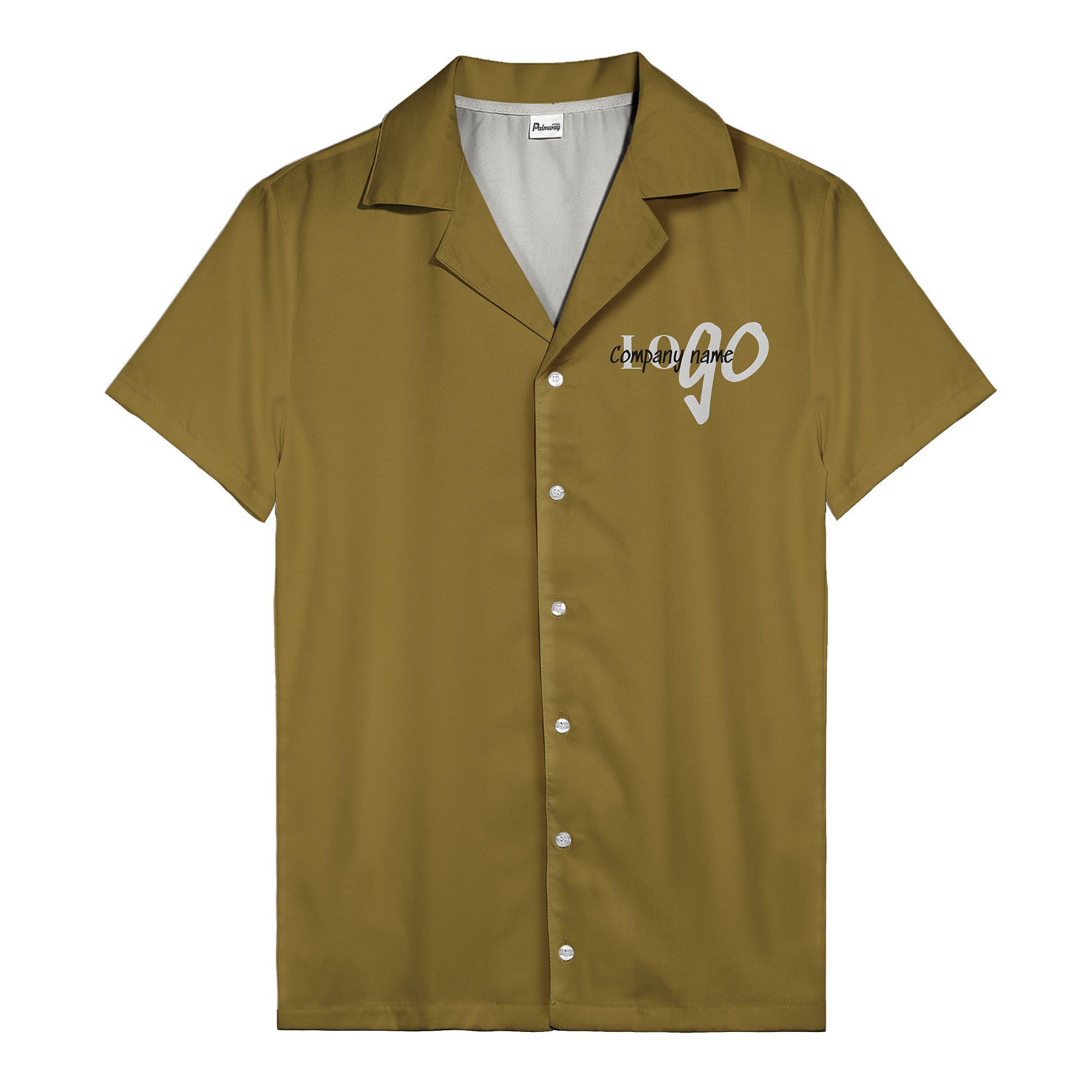 custom logo typography on solid black minimalist modern hawaiian shirt