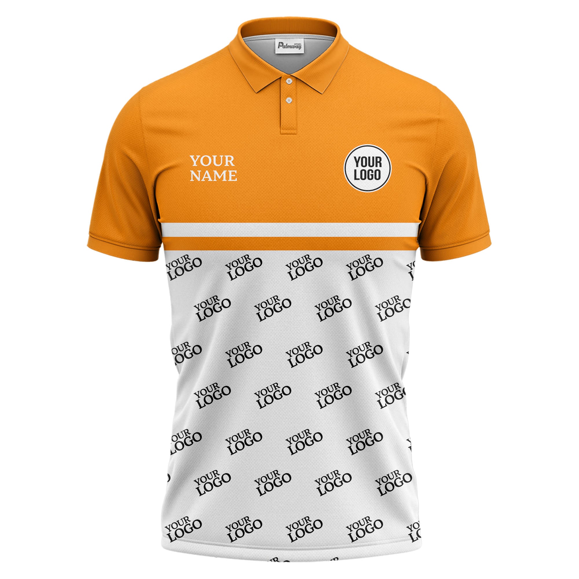 custom logos repeat monochrome black white corporate polo shirt