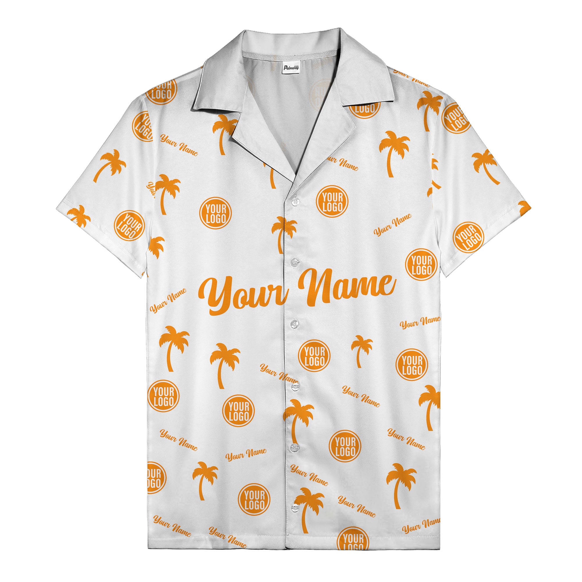 custom palm tree silhouette & name logo black white hawaiian shirt