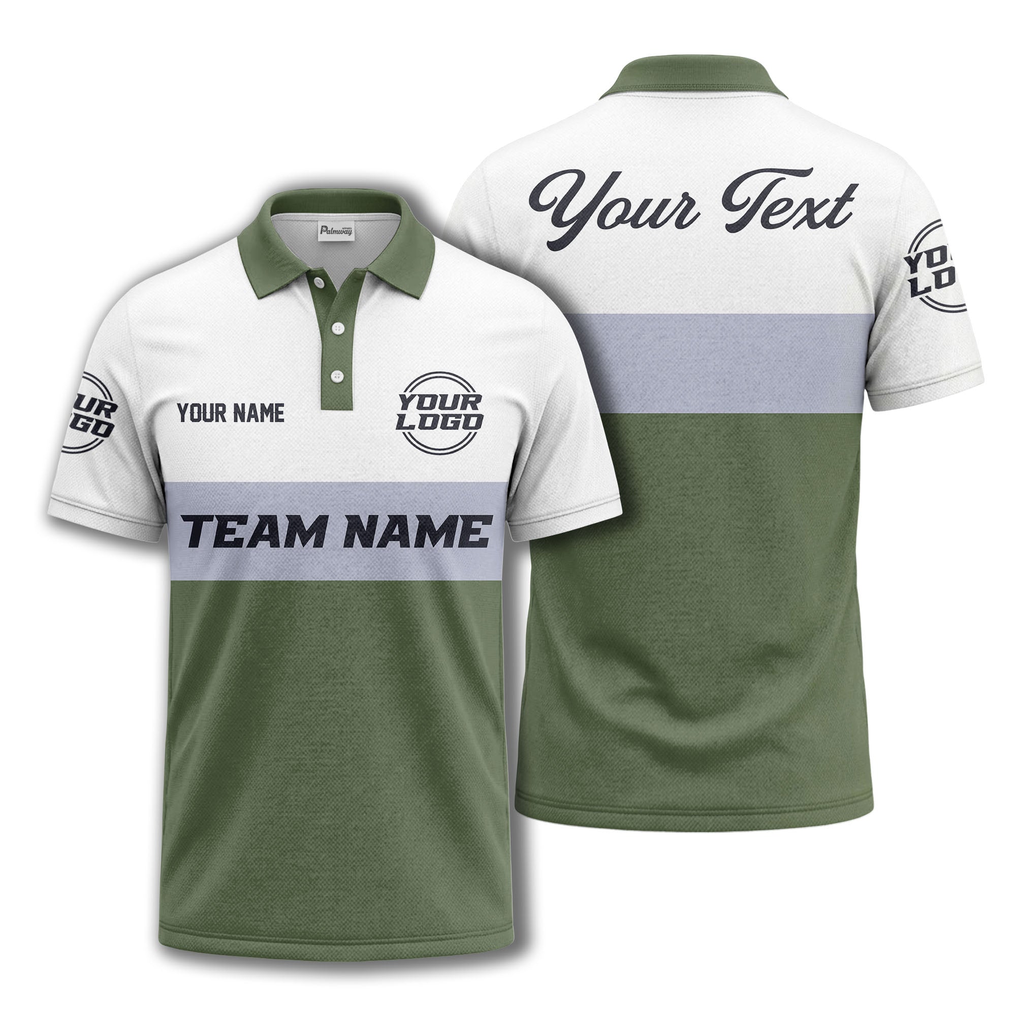 custom team name logo horizontal stripe polo shirt for men
