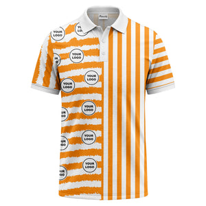 customizable black & white stripes with logo circles polo shirt