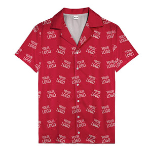 customizable repeat logo monochrome black hawaiian shirt for men