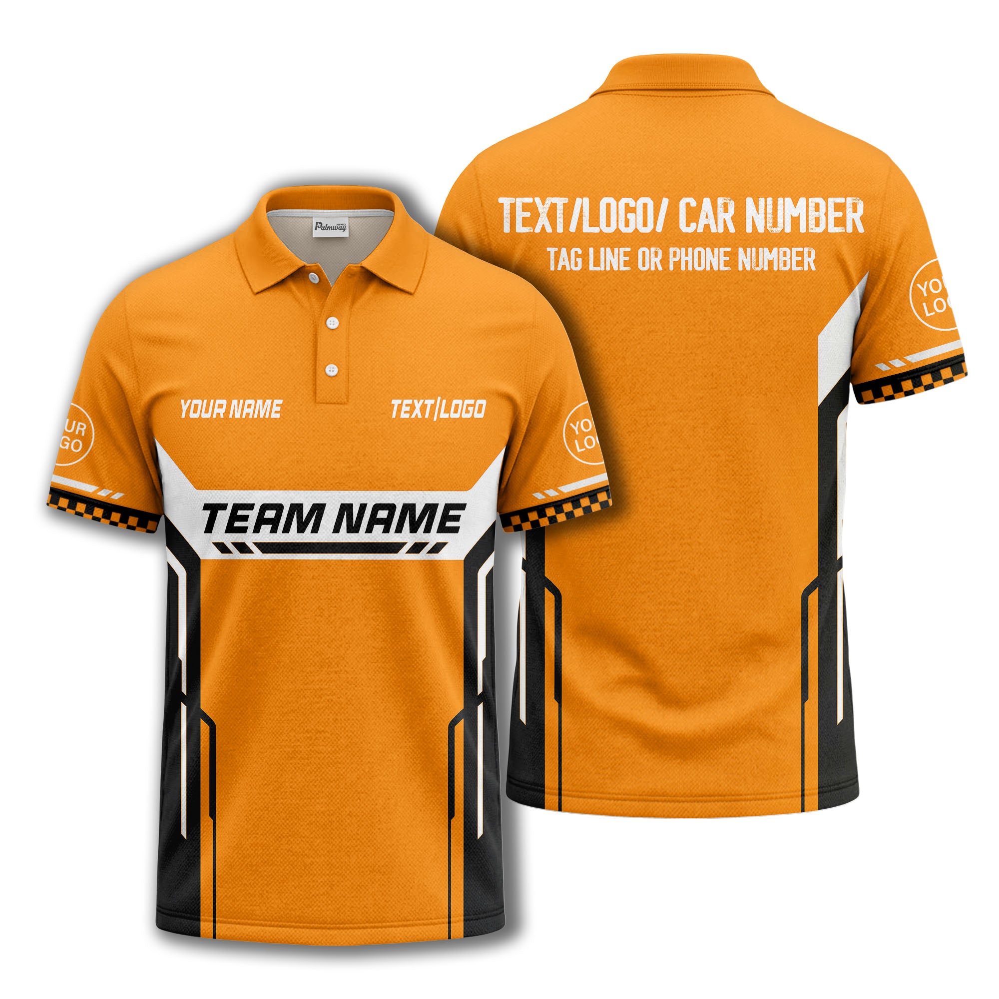 customizable team name geometric stripes polo shirt for men
