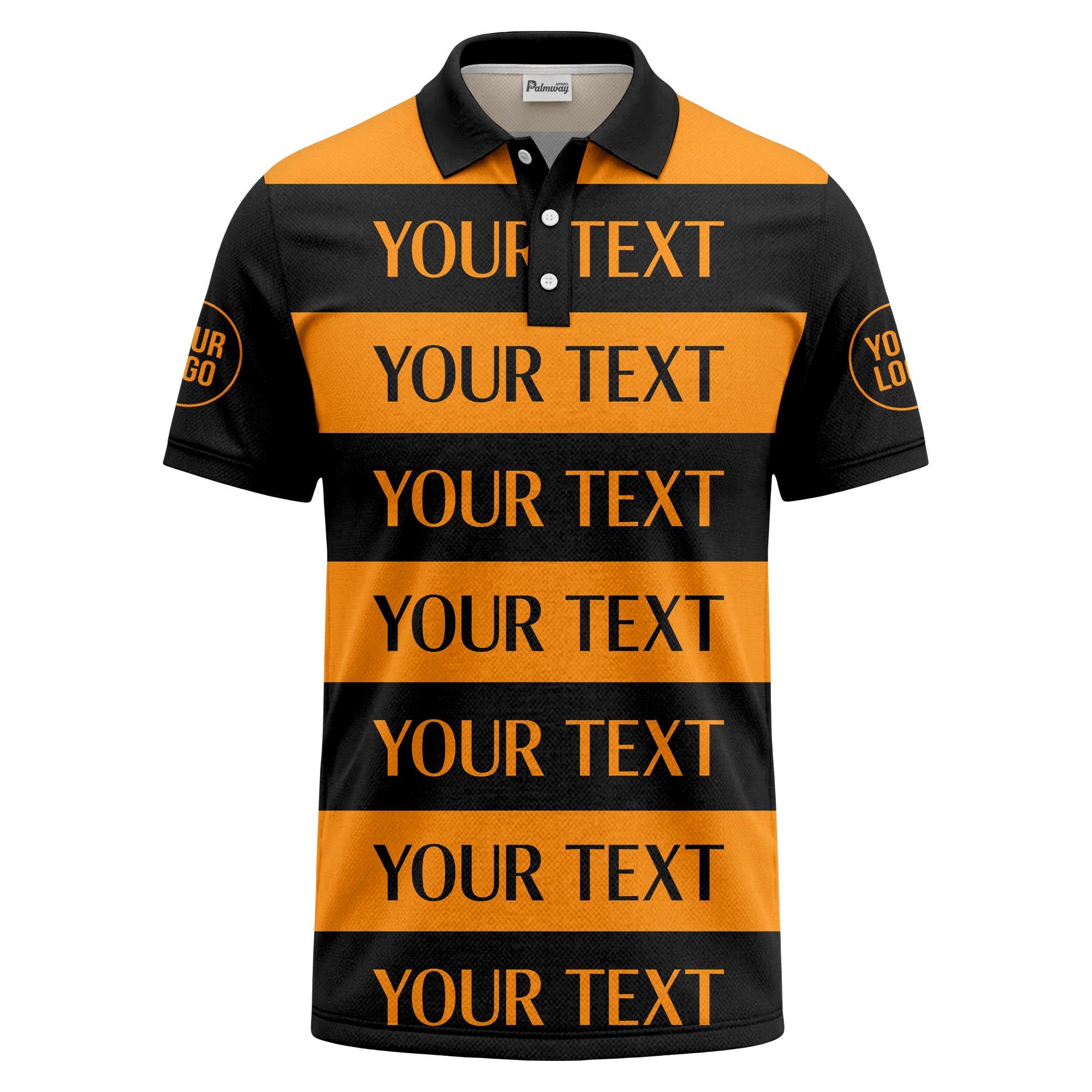 customizable text on bold horizontal stripes polo shirt