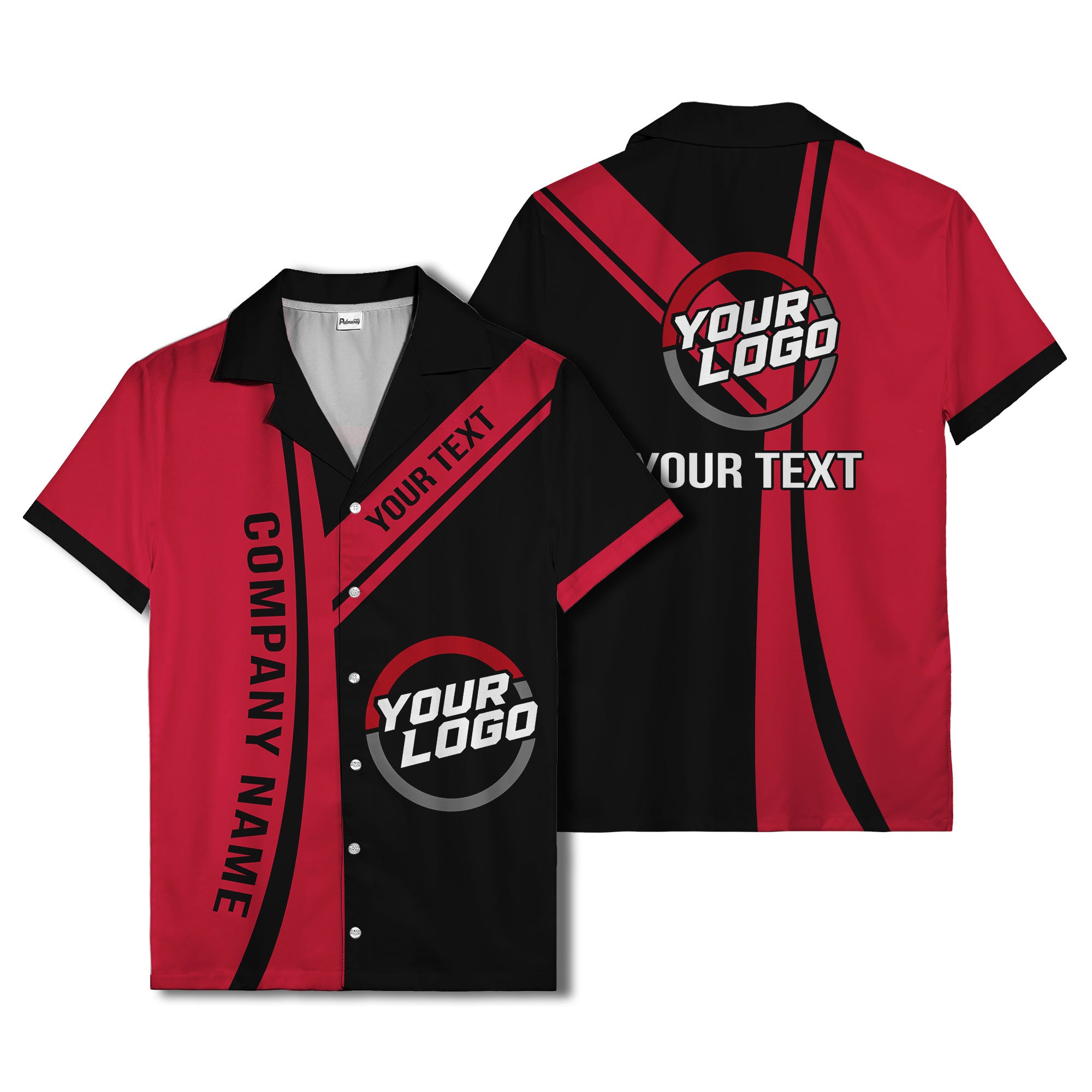diagonal stripe custom logo company name hawaiian shirt for teams