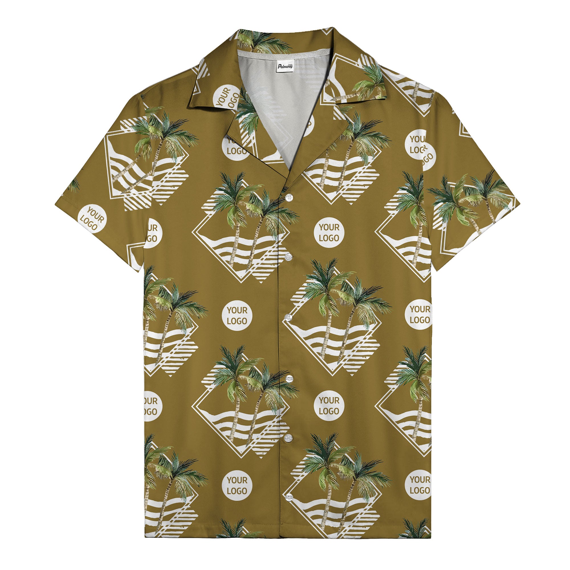 diamond waves & palm trees graphic hawaiian shirt for men