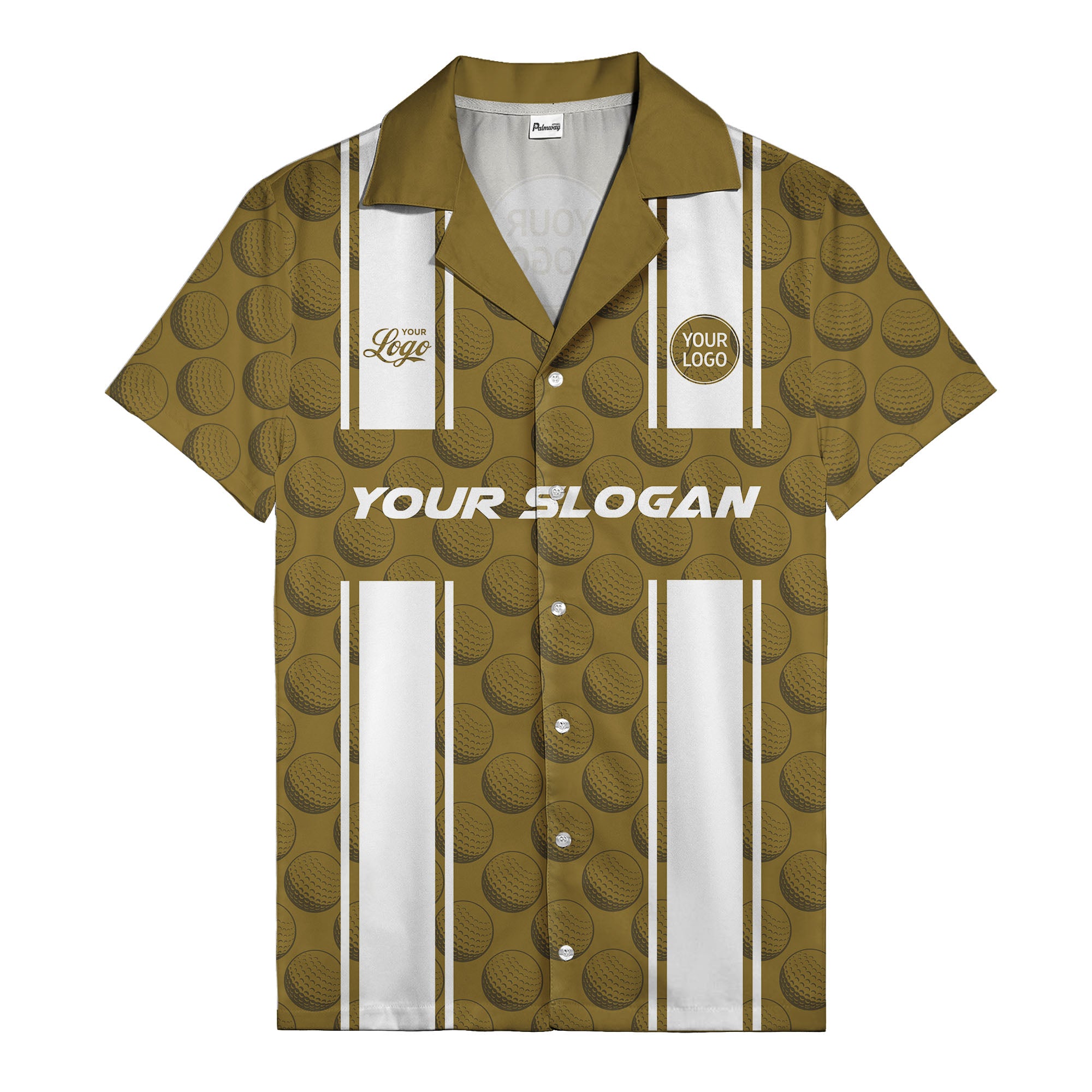 golf ball & white stripe repeat hawaiian shirt for golfers