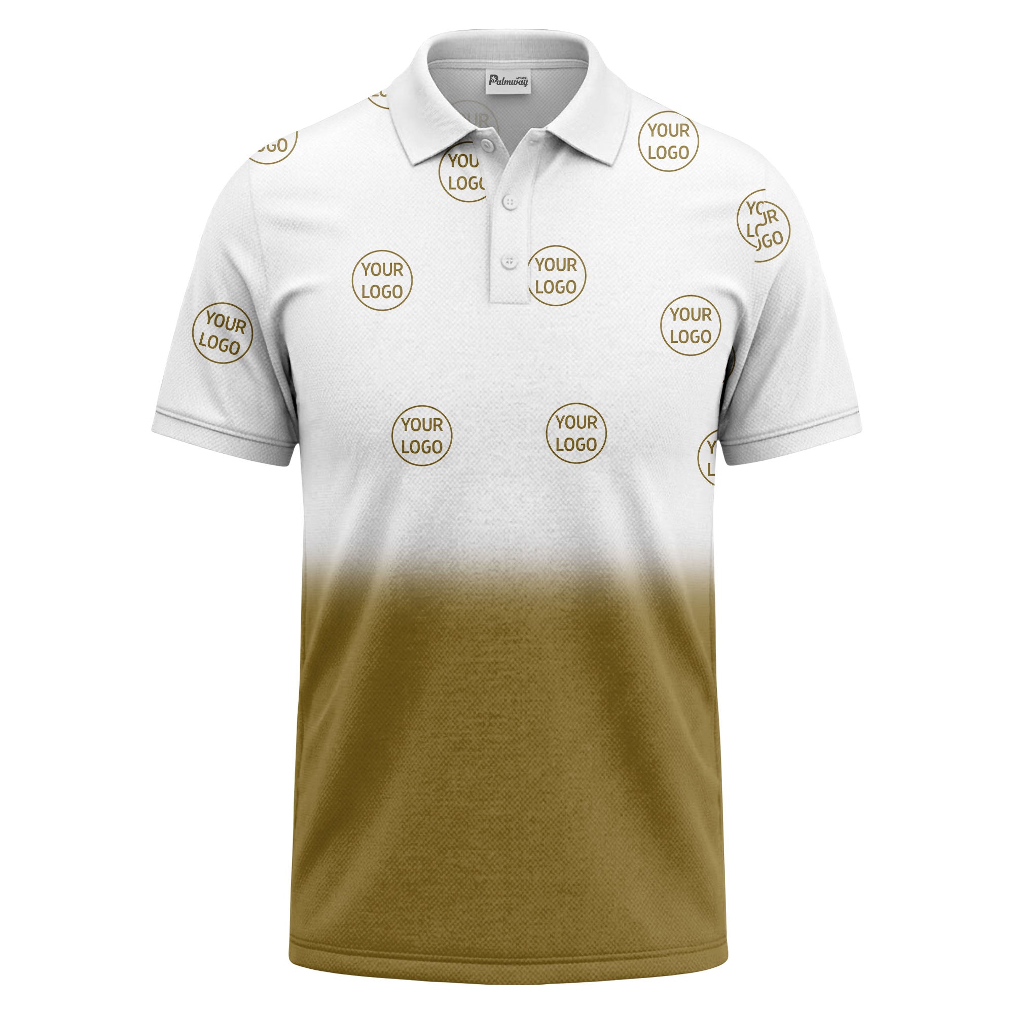 gradient black white custom logo repeat polo shirt