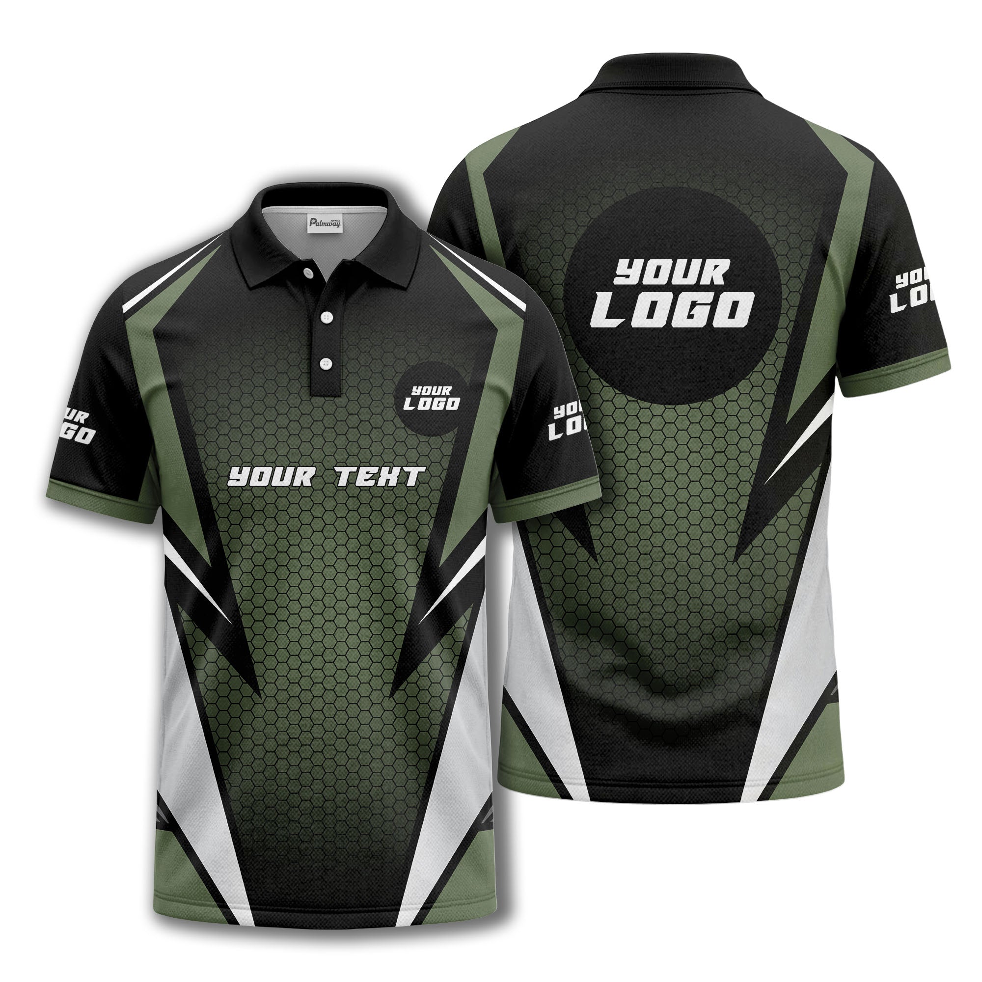 hexagonal grid geometric lines modern tech-inspired polo shirt