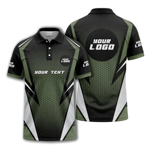 hexagonal grid geometric lines modern tech-inspired polo shirt