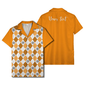 monochrome argyle diamonds golf logos hawaiian shirt