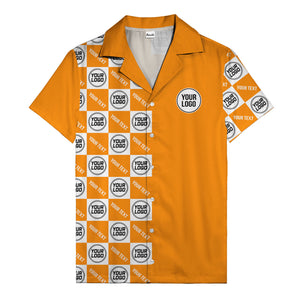 monochrome checkerboard custom logo repeat hawaiian shirt for men