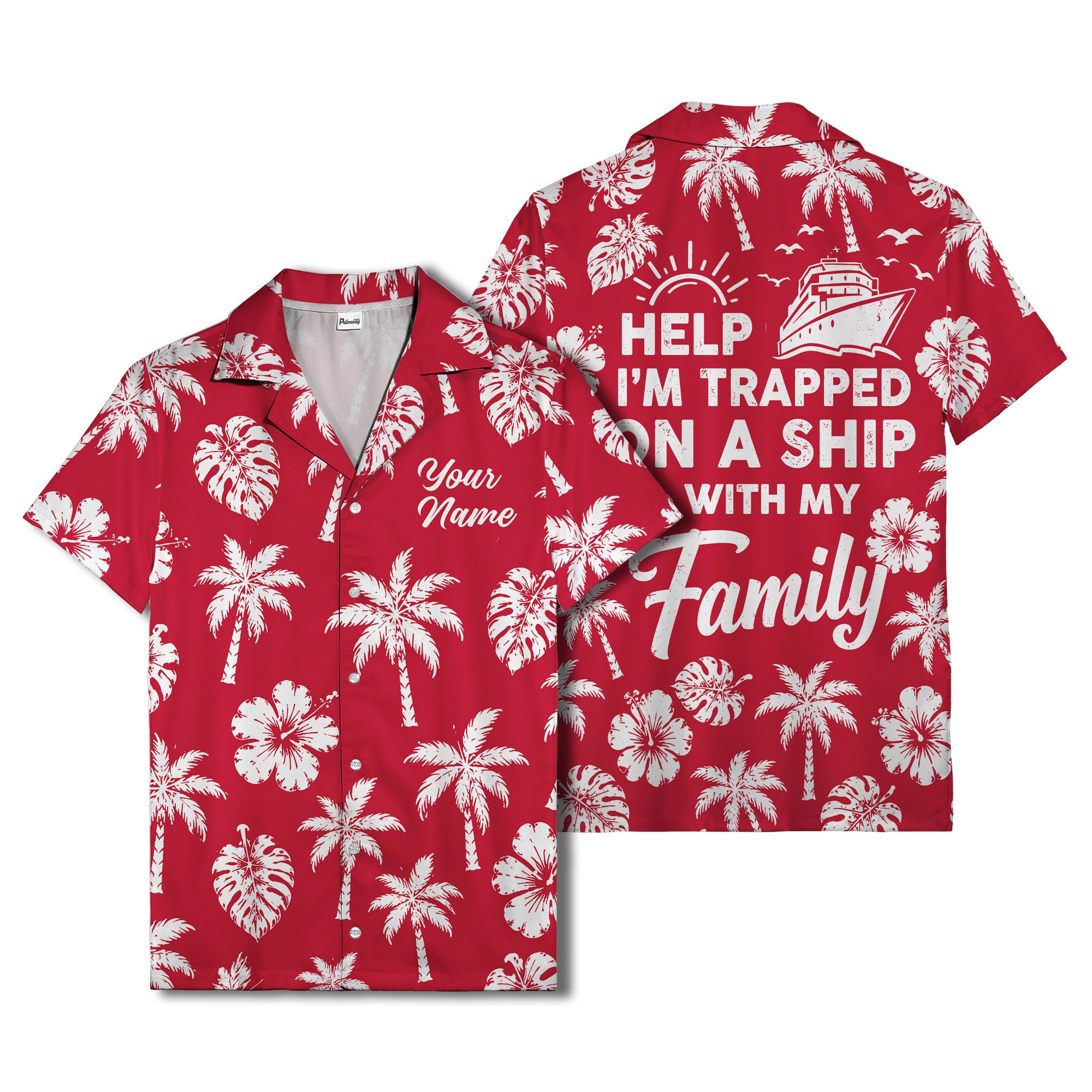 monochrome palm trees and hibiscus hawaiian shirt for men