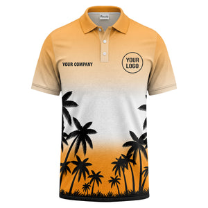 monochrome palm trees ombre gradient sky polo shirt for men