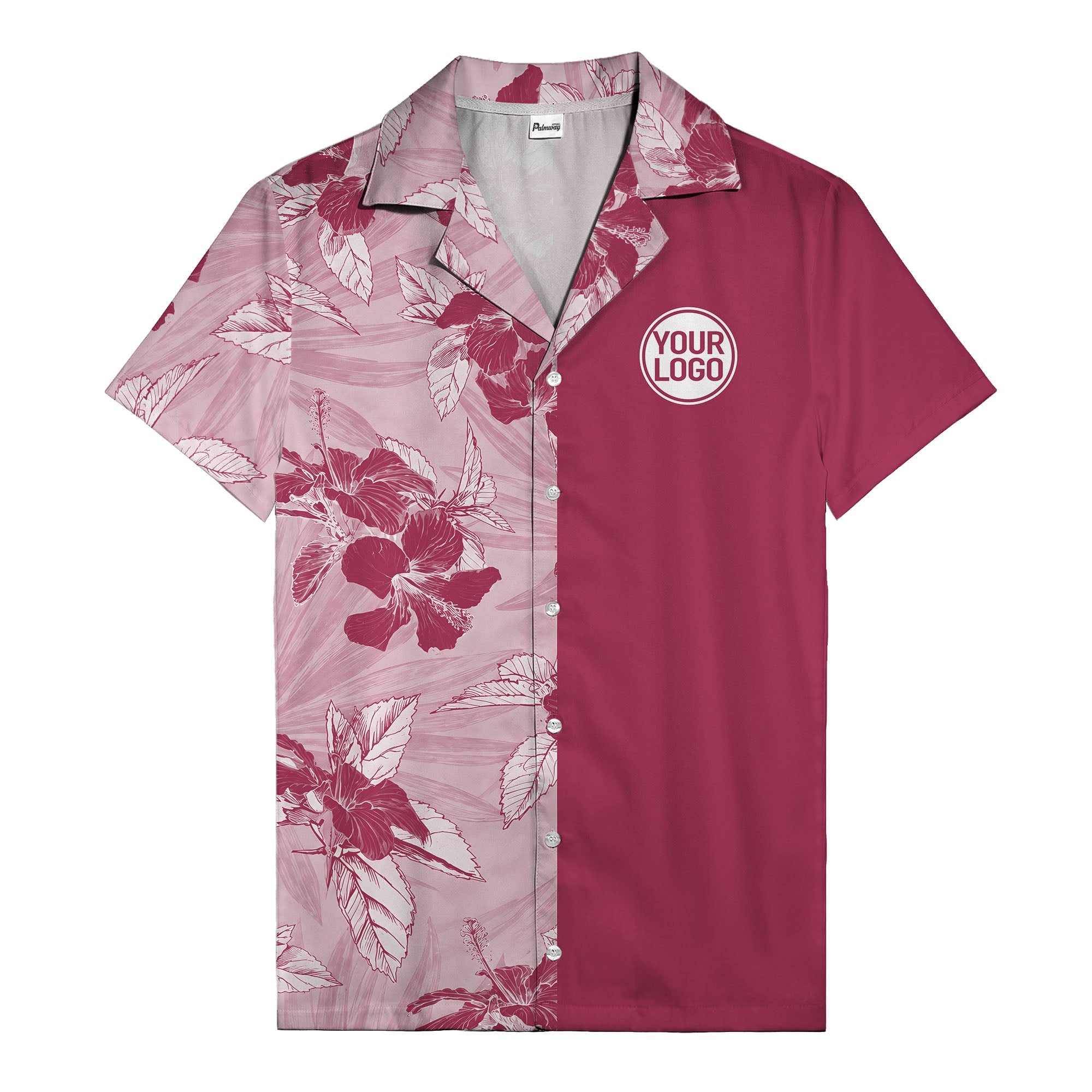 monochrome watercolor hibiscus and leaf repeat hawaiian shirt