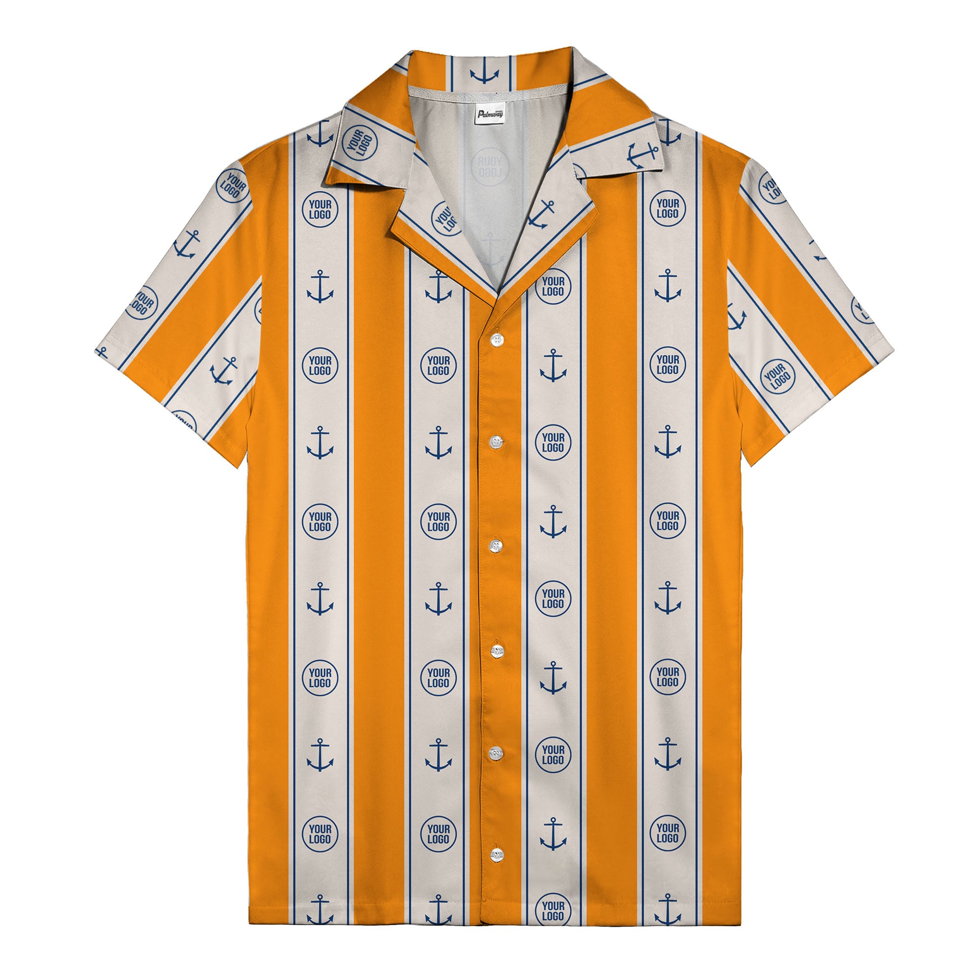 nautical anchors & custom logo repeat hawaiian shirt for men