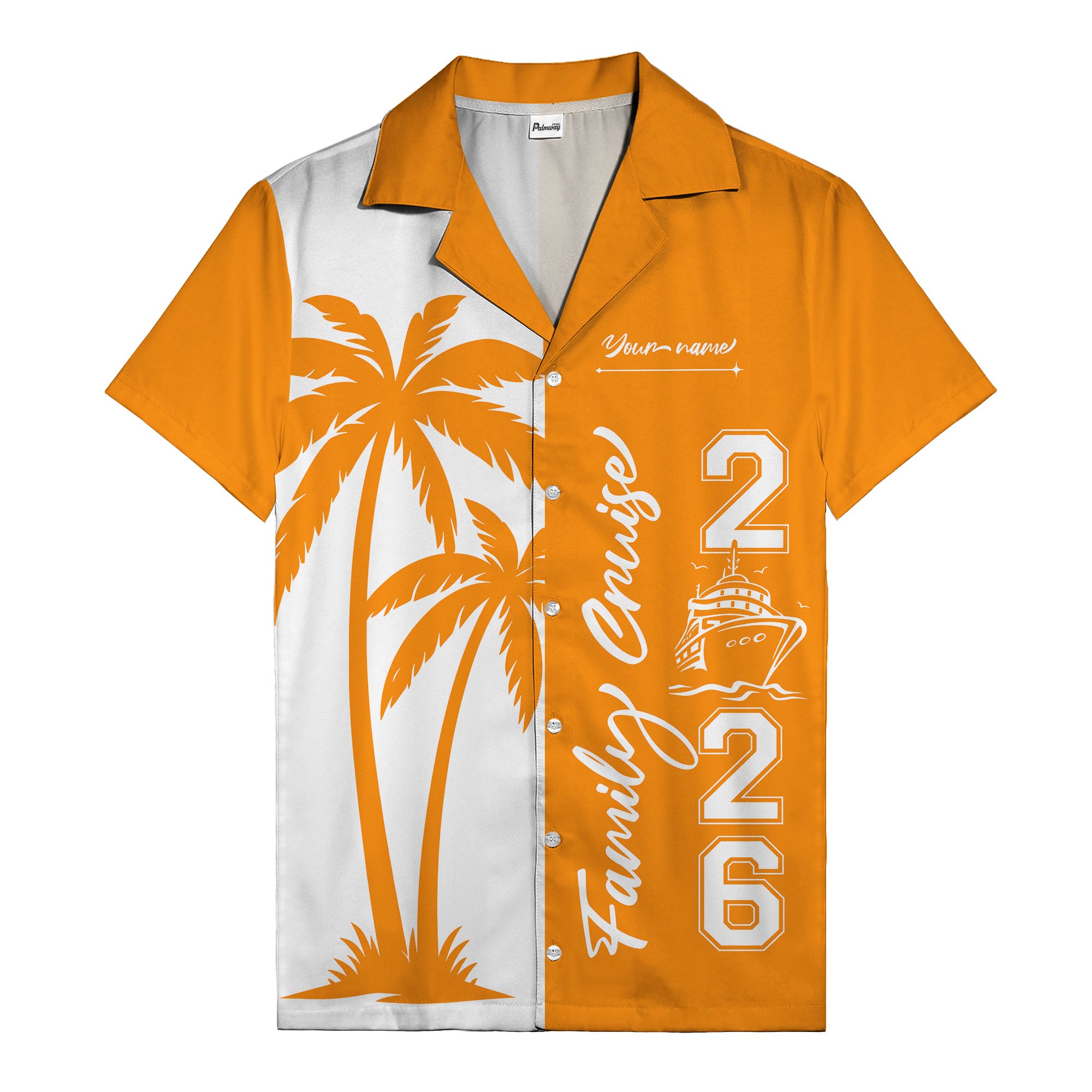 palm tree cruise ship family vacation graphic hawaiian shirt