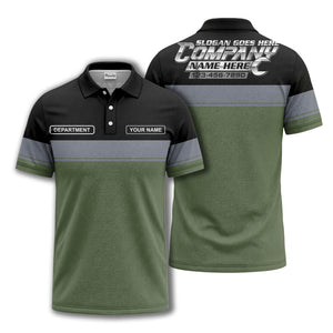 personalized department name gray stripe polo shirt for teams