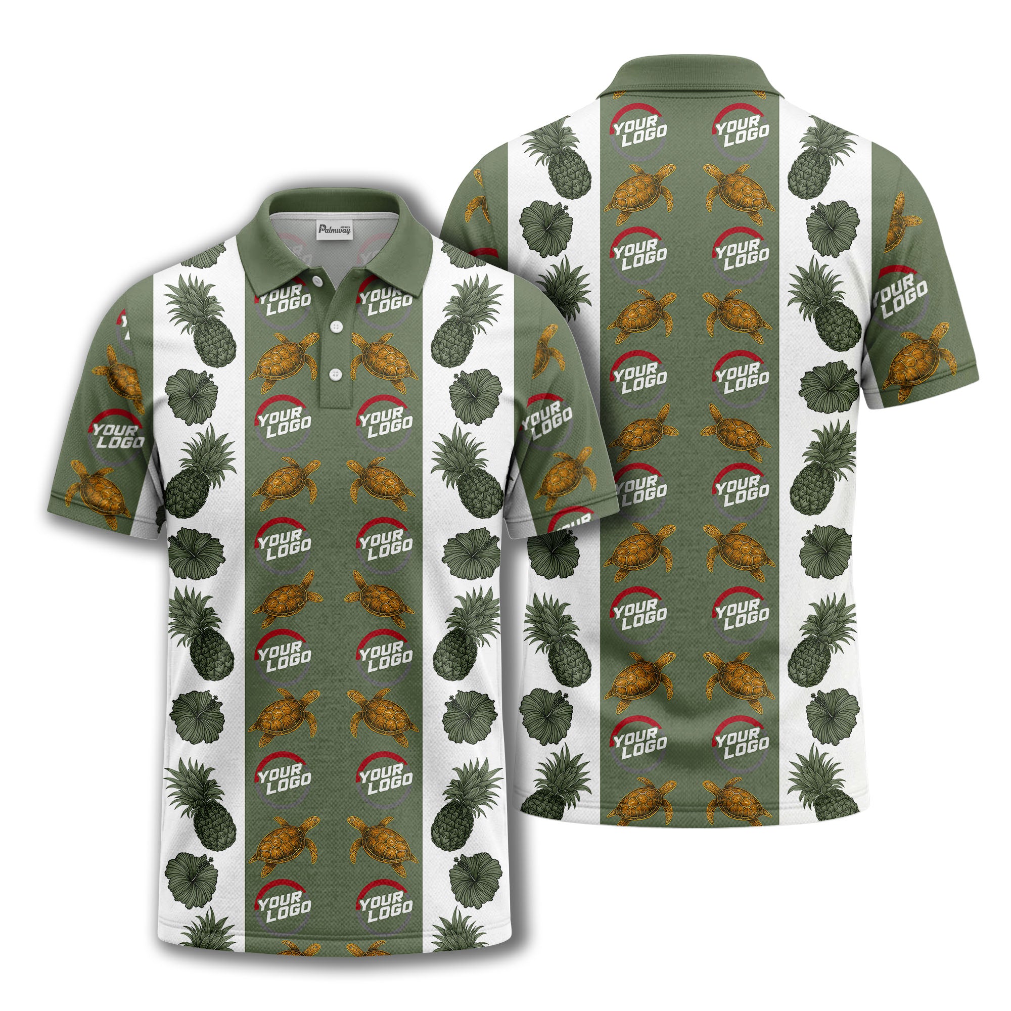 pineapple sea turtle hibiscus custom logo polo shirt