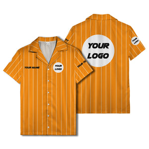 pinstripe baseball jersey hawaiian shirt with custom name & number