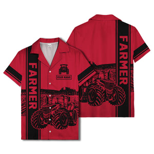 realistic tractor farm landscape farmer hawaiian shirt