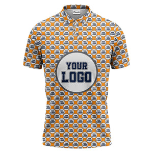 Repeating Personalized Logo Polo Shirt With Custom Text & Illustrated Icons